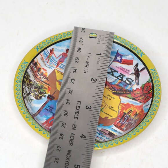Vintage Ken Haag Texas Tin Metal Tray Trinket Dish Souvenir Retro Cowboy Alamo - Picture 3 of 7